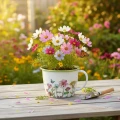 Deko Tasse Pflanztopf emailliert Ø11cm H8cm | Floristik21.de