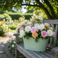 Blumenschale oval Zink Mintgrün 27×18cm H12,5cm | Floristik21.de