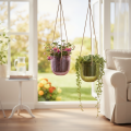 Blumentopf Glas Windlicht zum Hängen Lila Grün 14cm 2St | Floristik21.de