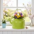Deko-Teekanne Metall Apfelgrün - Blumen-Übertopf - Ø20cm H15cm - Vielseitige Gartendeko und Geschenkidee | Floristik21.de