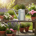 Verzinkte Deko Gießkanne Metall Grau Vintage-Look 1,7L H23cm für stilvolle Blumendeko & Pflanzgefäß | Floristik21.de