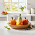 Künstliches Obst Set Keramik Apfel Birne 12cm 3-teilig handbemalt | Floristik21.de