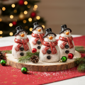 Schneemann-Figur Keramik 10cm Rot Schwarz Handbemalt Innenbereich | Floristik21.de