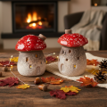 Pilzhaus Deko-Lichthäuschen Keramik 10 cm Rot-Weiß 2er-Set Innenbereich | Floristik21.de