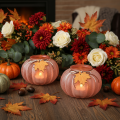 Windlicht Glas Kürbis Teelichtgefäß gefrostet 16cm Herbstdeko 2er Set | Floristik21.de