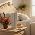 Keramikvase gerillt 38cm mattgrau Taupe für Trockenblumen | Floristik21.de