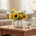 Kürbisform Vase 19 cm Weiß Glänzend Innenbereich Trockenblumen | Floristik21.de