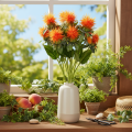 Künstliche Färberdistel orange 55cm Kunstblume für Innenbereich 4St | Floristik21.de
