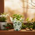 Übertopf aus Papier mit Kleeblatt-Motiv Grün-Weiß Ø12cm H12cm 12 Stück Innenbereich | Floristik21.de