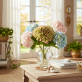 Künstliche Hortensie mit Stiel 46cm hellgrün-rosa | Floristik21.de
