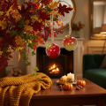 Keramikapfel Herbstdeko zum Hängen 5cm rot-grün 4er Set | Floristik21.de