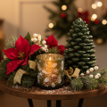 Glas-Windlicht mit Tannenzweig-Motiv 8cm Gold-Innenseite 2er-Set | Floristik21.de