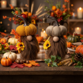 Herbstfigur Kürbiswichtel 16 cm Stoff Orange und Braun 2er-Set | Floristik21.de
