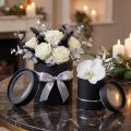 Blumenbox rund Karton Schwarz, Silber Ø10/12cm 2er Set | Floristik21.de