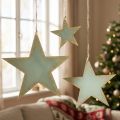 Holzsterne zum Aufhängen Fensterdeko Mint Gold 12/20/26cm 3er-Set | Floristik21.de