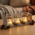 Rustikale Glasbehälter-Set im grau-weißen Holzständer – 27,5x9x11 cm – Vielseitige Aufbewahrungs- und Dekolösung | Floristik21.de