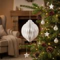 Wabenkugel Weihnachtskugel Papier Weiß FSC Ø15cm H20cm | Floristik21.de