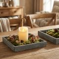 Tablett Holz eckig Grau Weiß 2St – Shabby Chic Deko für Floristen | Floristik21.de