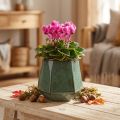 Blumentopf Keramik Übertopf Grün Sechseckig Ø10cm H9cm | Floristik21.de