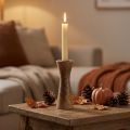 Stabkerzenhalter Holz Kerzenständer Natur Ø6cm H20cm | Floristik21.de