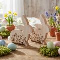 Hase Holz sitzend Blumen Muster Natur Weiß 24×24cm 2 St | Floristik21.de