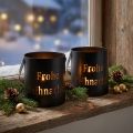 Windlicht mit Henkel Metall Frohe Weihnachten Ø10cm 2St | Floristik21.de