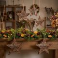 Piniensterne Natur-Deko 15cm – Hängende Holzsterne für Weihnachten, 4er-Set | Floristik21.de