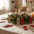 Deko Holzhäuser Nordic Charm in Natur und Rot - Weihnachtliche Streudeko 2×4,5cm 72 Stück | Floristik21.de