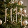 Deko Eiszapfen Hänger Champagner Glitter Winterdeko Weihnachtsbaum 4er Set | Floristik21.de