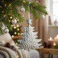 Anhänger Tannenbaum, Adventsdeko, Metalldeko für Weihnachten, Silbern 20,5×15,5cm | Floristik21.de