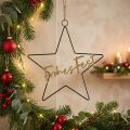 Sterndeko "Frohes Fest", Metallstern zum Hängen, Dekoring für den Advent Schwarz, Golden 41×39,5cm | Floristik21.de