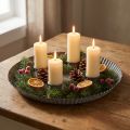 Teller mit 4 Kerzenhaltern Ø25cm H3cm Grau | Floristik21.de