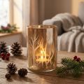 Windlicht Glas Deko Bäume Braun Teelichtglas Ø9,5cm H13,5cm | Floristik21.de