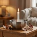 Kerzenständer Silber Stabkerzenhalter Metall Ø15 H7,5cm | Floristik21.de