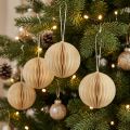 Wabenbälle Wabenkugeln Weihnachten Creme Glitter Ø7cm 4St | Floristik21.de
