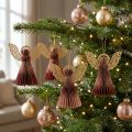Papierengel Weihnachtsengel Deko Weinrot Rosa H12cm 4St | Floristik21.de