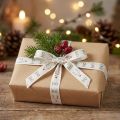 Geschenkband Weihnachten Weihnachtsband Hohoho Weiß 15mm 20m | Floristik21.de