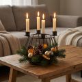 Kerzenhalter Metall Grau Gitterkorb Adventskranz Ø14cm | Floristik21.de