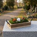 Holztablett mit Griffen Deko Tablett Natur Schwarz 25×12,5×5cm | Floristik21.de