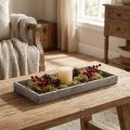 Holztablett Vintage Eckig Dekotablett Holz Grau 35×15×3cm | Floristik21.de