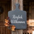 Natürliche Schieferplatte zum Hängen Steintablett Schwarz 26×18cm | Floristik21.de