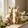 Hase Gold Deko sitzend Antik Optik Osterhase H12,5cm 2St | Floristik21.de