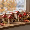 Keramik-Häuschen mit rotem Dach Fenster und Herz – 6 cm – Idyllische Dekoration für Heim und Garten – 6St | Floristik21.de
