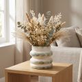 Deko Übertopf Creme Graugrün, Keramik Vase für Trockenblumen, stilvoll & langlebig 16x16cm | Floristik21.de