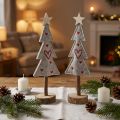 Tannenbaum Filzdeko Grau-Rot mit Herzen 28cm - 4er Set weihnachtliche Tischdekoration | Floristik21.de