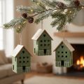 Dekohänger Filz Häuschen Grün Natur Weihnachtsdeko 4er Set | Floristik21.de