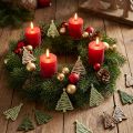 Weihnachts-Streuteile Tanne mit Stern in Grün & Naturtönen, Holz 3x4,5cm, 72er Set | Floristik21.de