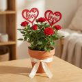Blumenstecker Herz Rot Holz Dekostecker Love 7cm 12St | Floristik21.de