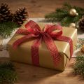 Weihnachtsband Rot mit Goldfäden Geschenkband 25mm 20m Festlich Dekoration | Floristik21.de