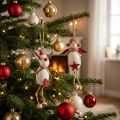 Weihnachtsfiguren Engel und Rentier zum Hängen Weiß, Rot Ø4,7cm H20/18cm 2St | Floristik21.de